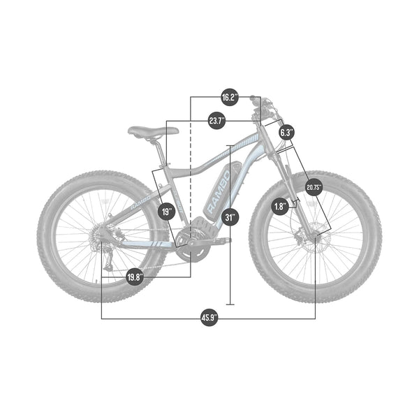 2022 Rambo Pursuit 750W 26" Ebike Dimensions