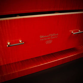 2024 OpusX Rare Black “The Best Is Yet To Come” Cabinet Humidor Red Drawer Closeup