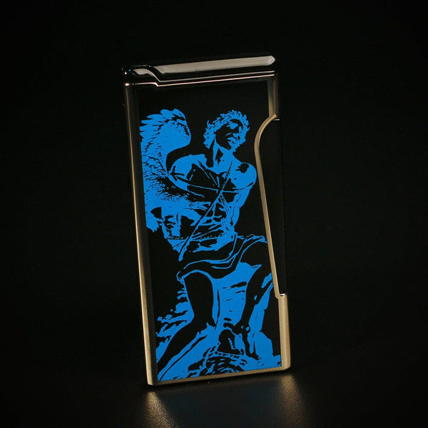 2024 LE God of Fire Never Back Down Retro Lighter Blue Closed