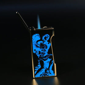 2024 LE God of Fire Never Back Down Retro Lighter Blue Open Flame