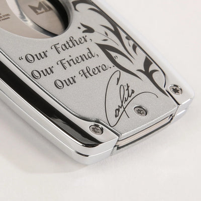 The OpusX Society Don Carlos C30 Cutter Closeup of Carlitos Quote