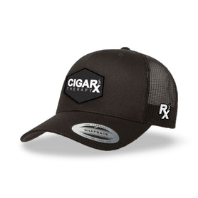 Black Curved Trucker with Black Classic Patch Angled