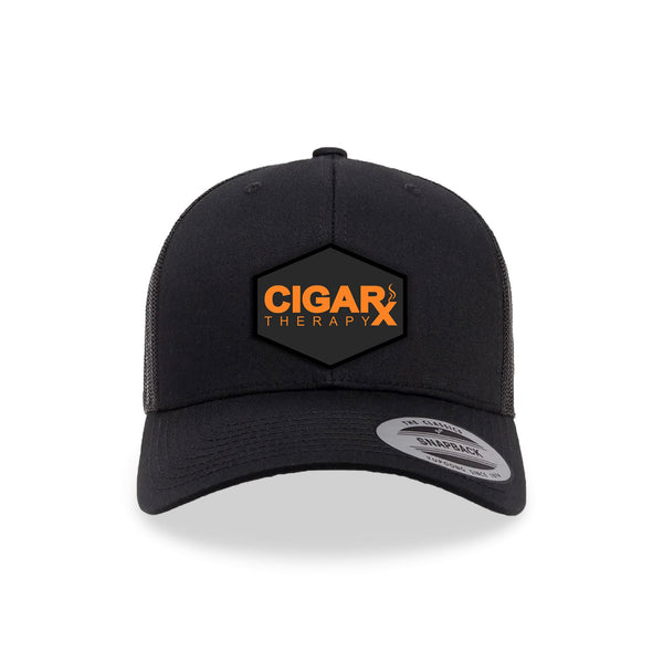 Black Curved Trucker with Orange on Black Patch