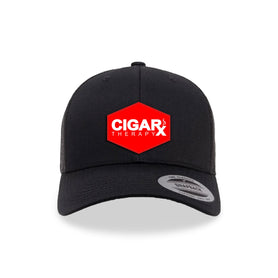 Black Curved Trucker with Red Classic Patch