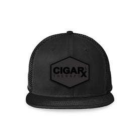 Black Flat Trucker with Blackout Patch