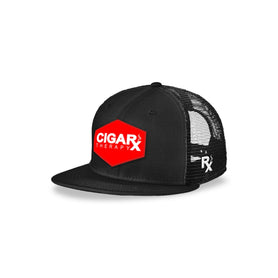 Black Flat Trucker with Red Classic Patch