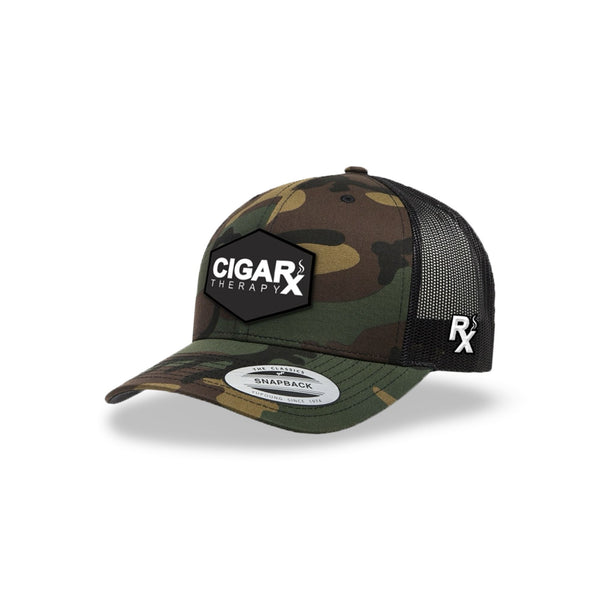 Camo Curved Trucker with Black Classic Patch