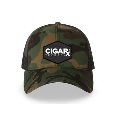 Camo Curved Trucker with Black Classic Patch