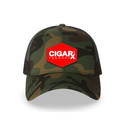 Camo Curved Trucker with Red Classic Patch