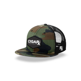 Camo Flat Trucker with Black Classic Patch