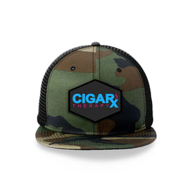 Camo Flat Trucker with Miami Edition Patch Front View Camo Bill