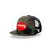 Camo Flat Trucker with Red Classic Patch Camo Bill Angled