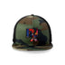 Camo Flat Trucker with Smokin Cock Patch Front Black Outline Camo Bill 