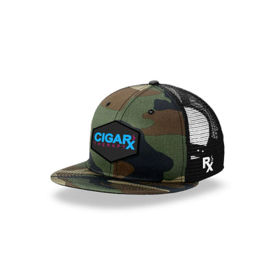 Camo Flat Trucker with Miami Edition Patch Angled Camo Bill