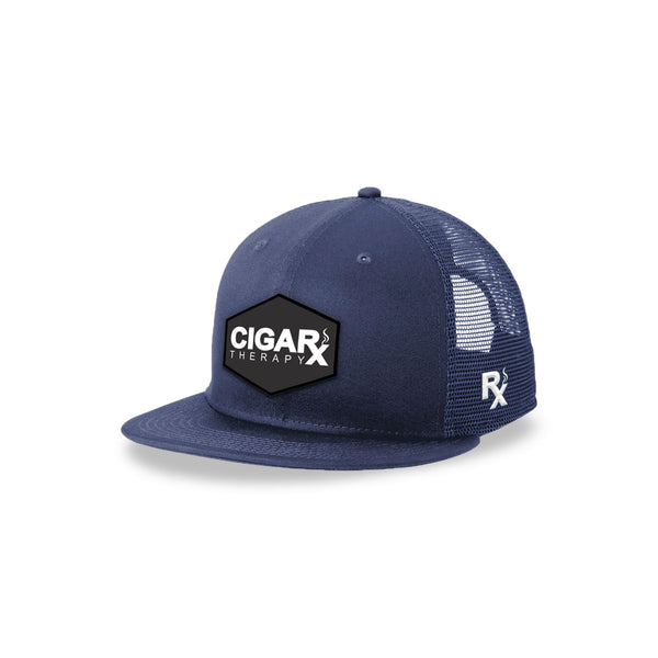 Navy Blue Flat Trucker with Black Classic Rogue Patch