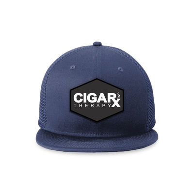 Navy Blue Flat Trucker with Black Classic Rogue Patch