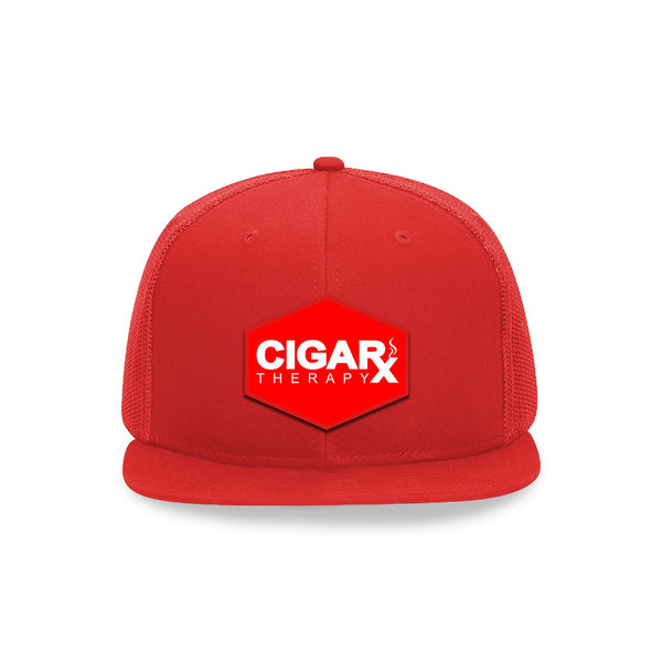 Red Flat Trucker with Red Classic Rogue Patch