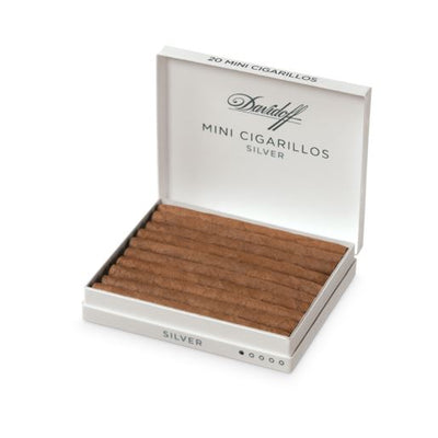 Davidoff Mini Cigarillos Silver Box of 20 Open 