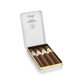 Davidoff Winston Churchill Traveller Belicoso Tin of 4 Open