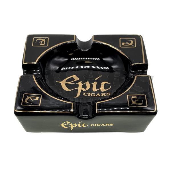 EPIC Black Ceramic Ashtray Front View