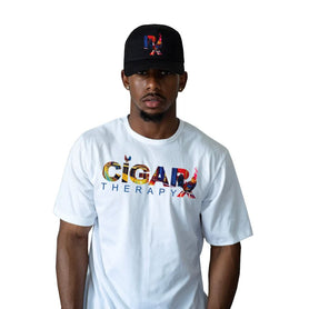 White CIGARx Ybor City Festival Crew Neck T-Shirt on Male Model